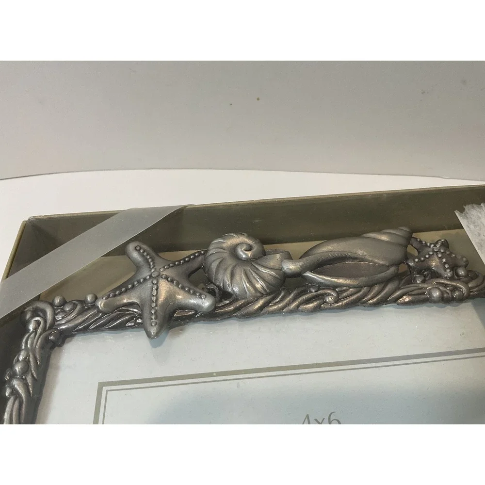 Sonoma Life Style 4x6 Frame Nautical Beach Seashell‎ Starfish Pewter Finish
